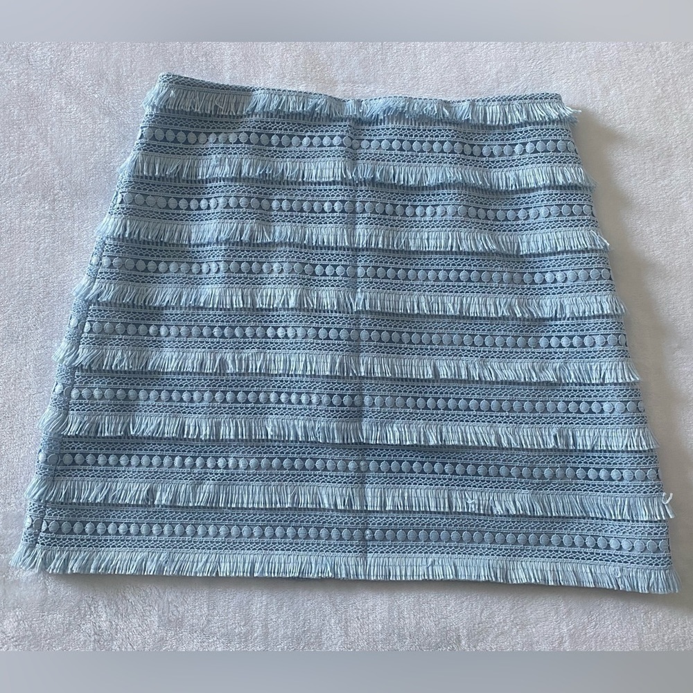 J. Crew Baby Blue Crotchet‎ Fringe Skirt Size 0P